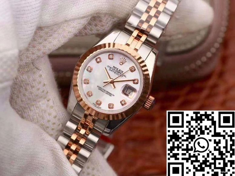 Datejust Dial Enamel Rose White Lady 28MM Gold Rolex 0403